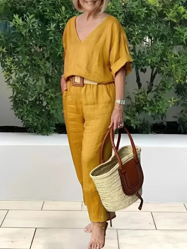 Conjunto Feminino Casual de Algodão e Linho Vicenza — Miralleve