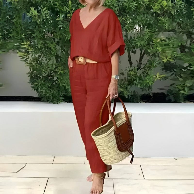 Conjunto Feminino Casual de Algodão e Linho Vicenza — Miralleve