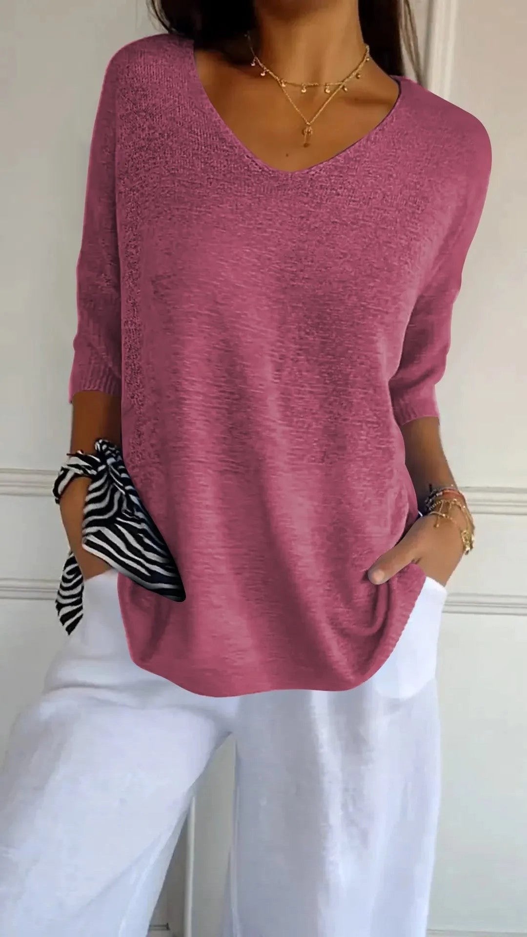 Kit 3 Blusas Luna em Malha Leve – Decote V — Miralleve