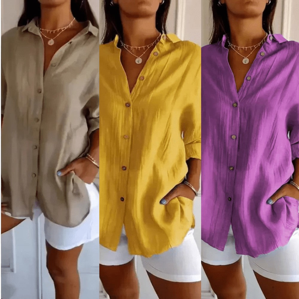 Kit 3 Camisas Ibiza em Linho de Algodão – Design Semi Plissado — Miralleve