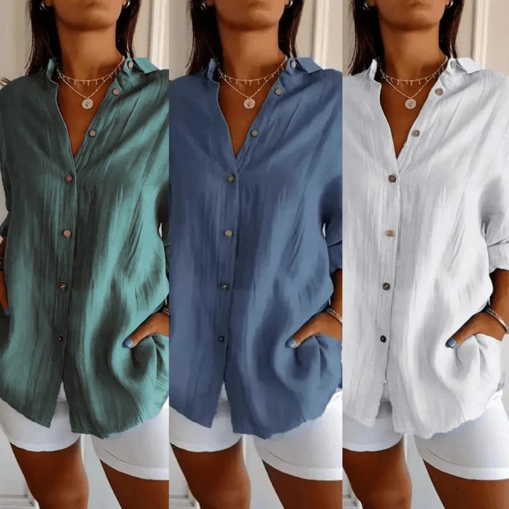 Kit 3 Camisas Ibiza em Linho de Algodão – Design Semi Plissado — Miralleve