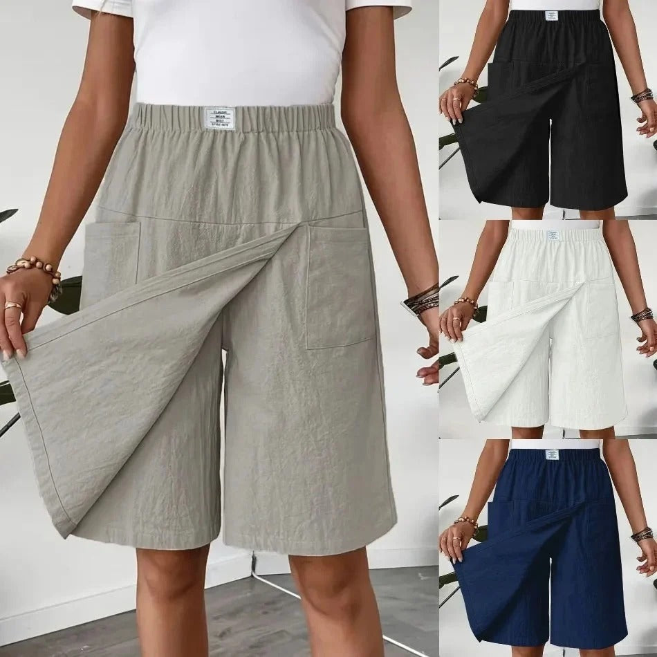 Shorts Saia Celenne em Linho de Algodão com Conforto Premium