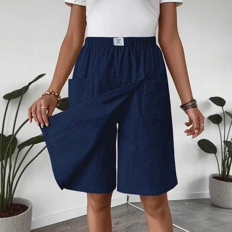Shorts Saia Celenne em Linho de Algodão com Conforto Premium