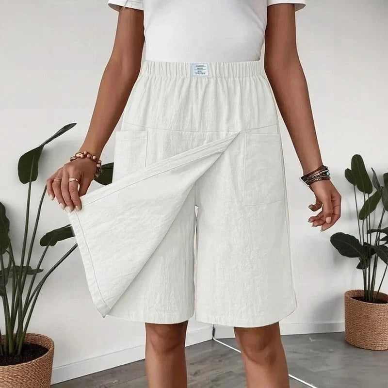 Shorts Saia Celenne em Linho de Algodão com Conforto Premium