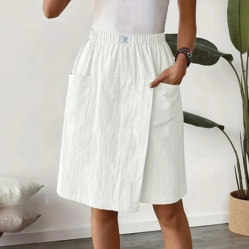 Shorts Saia Celenne em Linho de Algodão com Conforto Premium