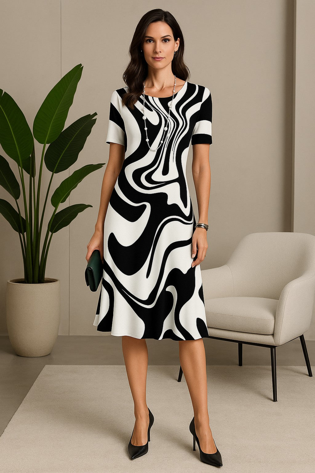 Vestido Amarílis Preto e Branco — Miralleve