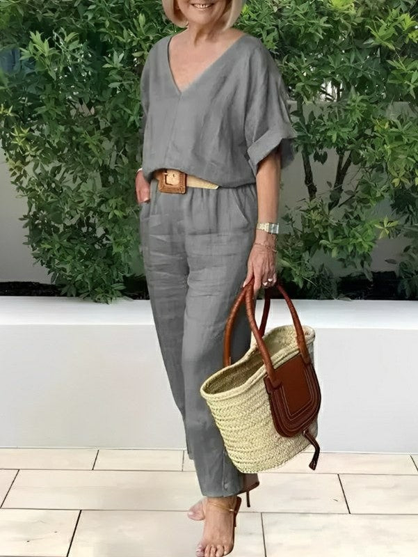 Conjunto Feminino Casual de Algodão e Linho Vicenza — Miralleve