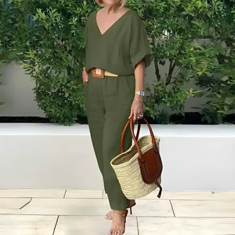 Conjunto Feminino Casual de Algodão e Linho Vicenza — Miralleve