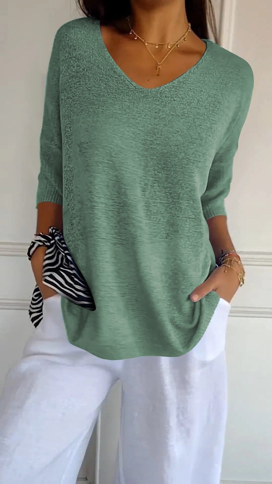 Kit 3 Blusas Luna em Malha Leve – Decote V — Miralleve
