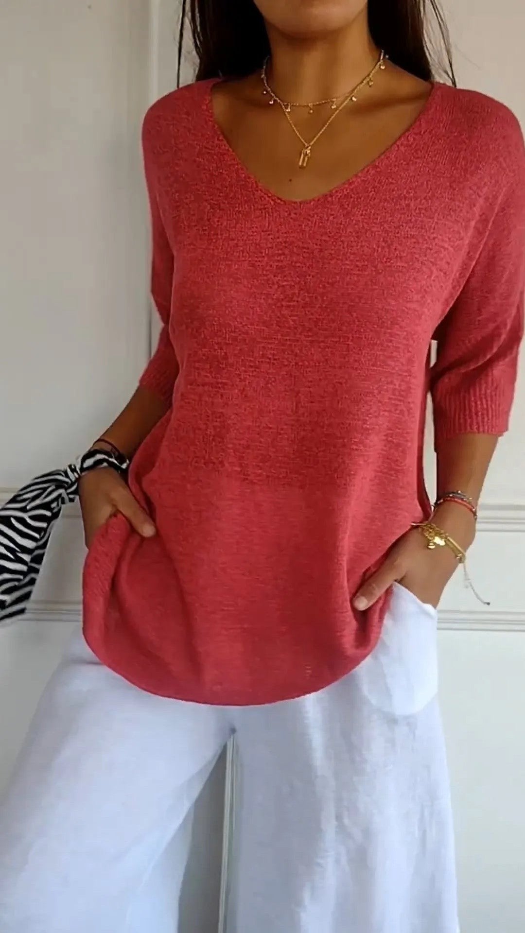 Kit 3 Blusas Luna em Malha Leve – Decote V — Miralleve