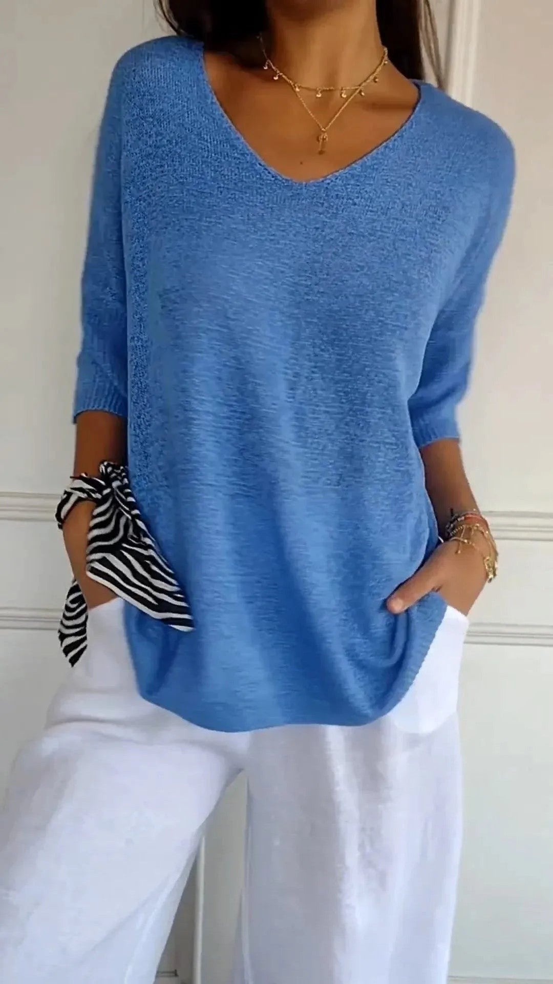 Kit 3 Blusas Luna em Malha Leve – Decote V — Miralleve