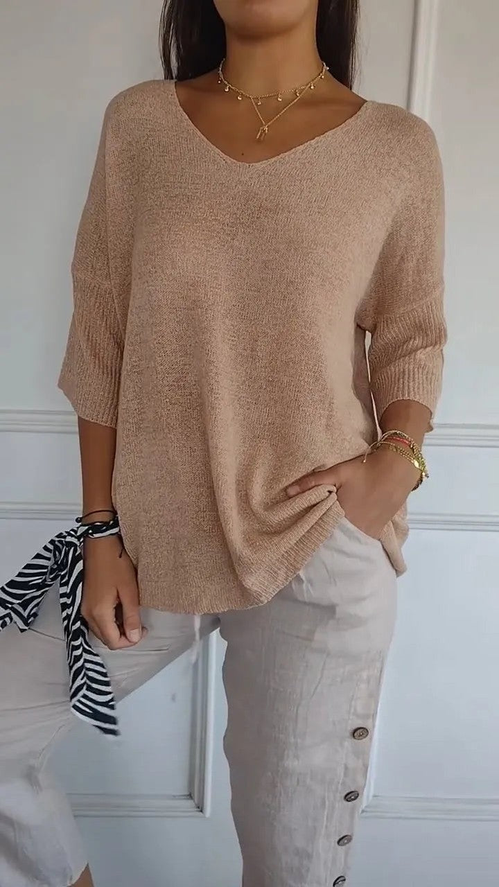 Kit 3 Blusas Luna em Malha Leve – Decote V — Miralleve