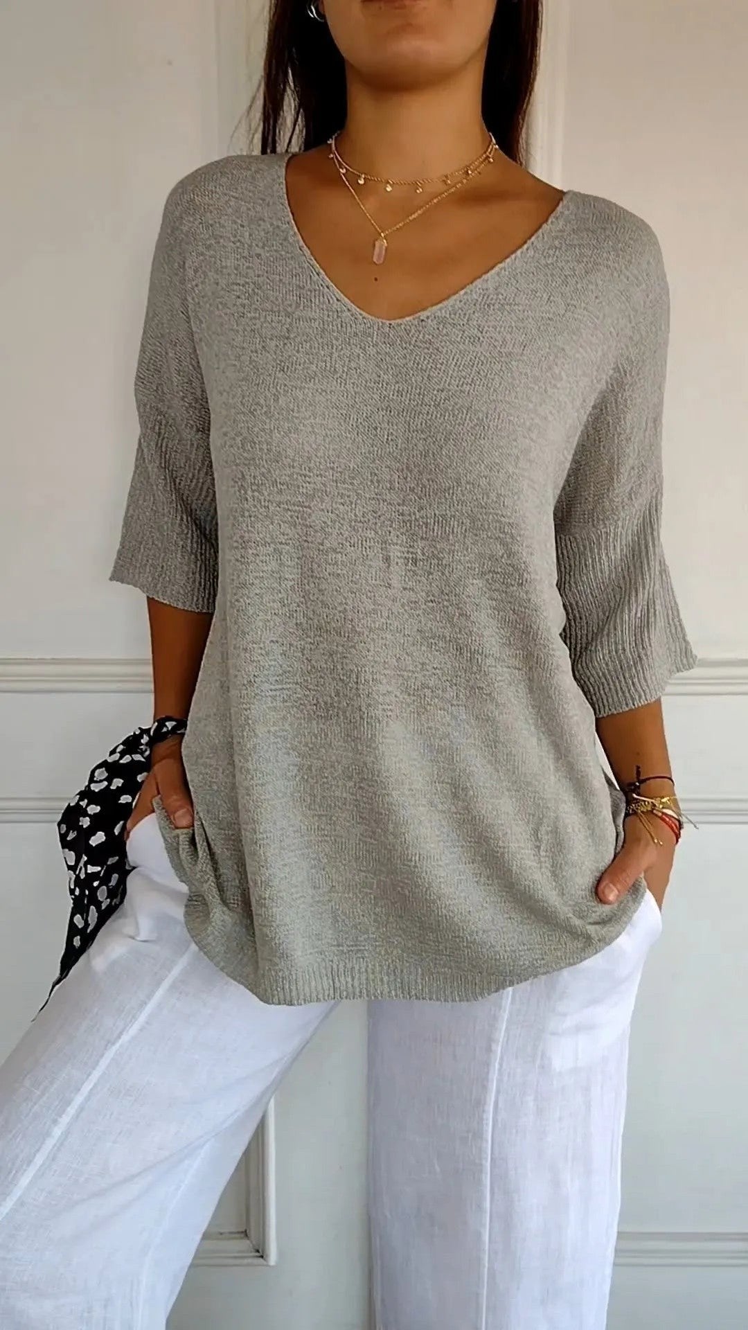 Kit 3 Blusas Luna em Malha Leve – Decote V — Miralleve