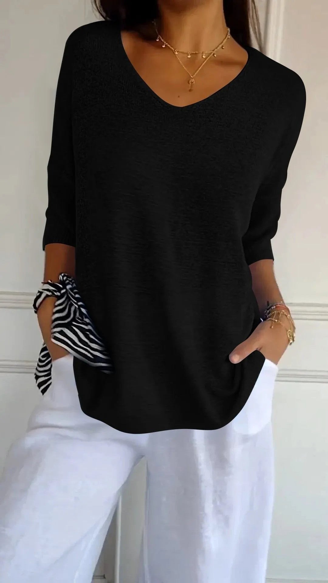 Kit 3 Blusas Luna em Malha Leve – Decote V — Miralleve