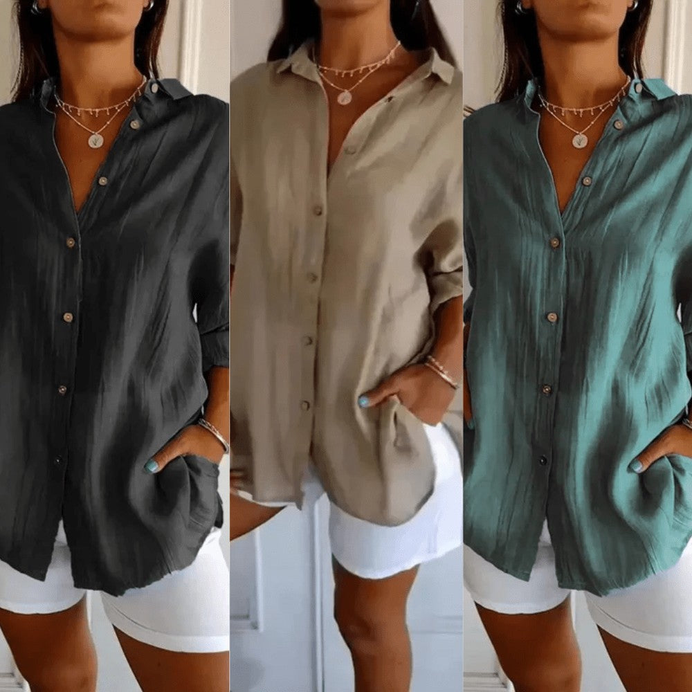 Kit 3 Camisas Ibiza em Linho de Algodão – Design Semi Plissado — Miralleve