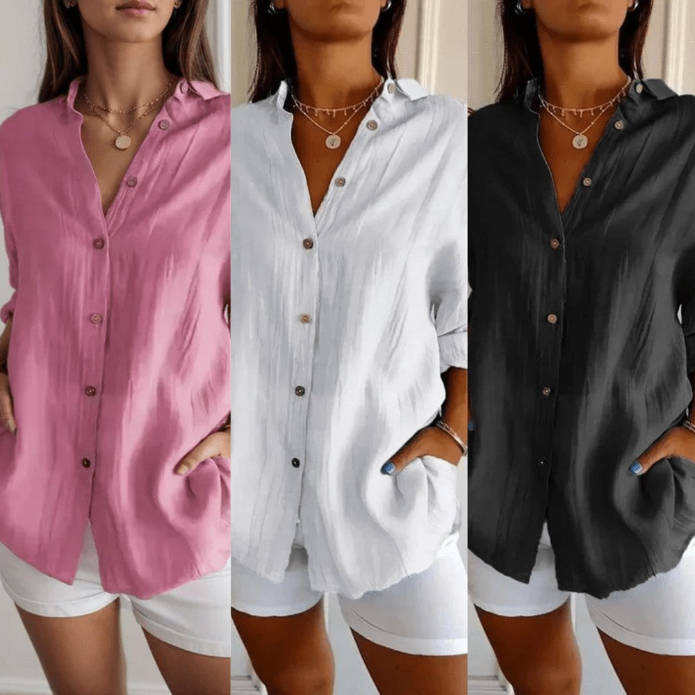 Kit 3 Camisas Ibiza em Linho de Algodão – Design Semi Plissado — Miralleve