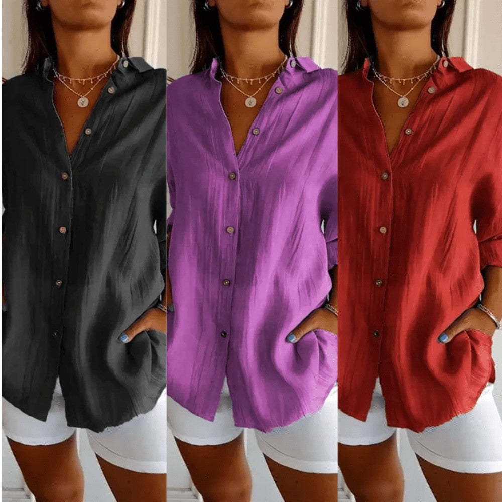 Kit 3 Camisas Ibiza em Linho de Algodão – Design Semi Plissado — Miralleve