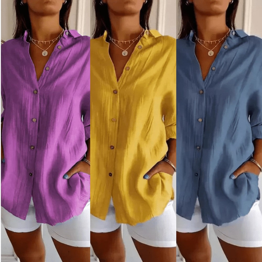 Kit 3 Camisas Ibiza em Linho de Algodão – Design Semi Plissado — Miralleve