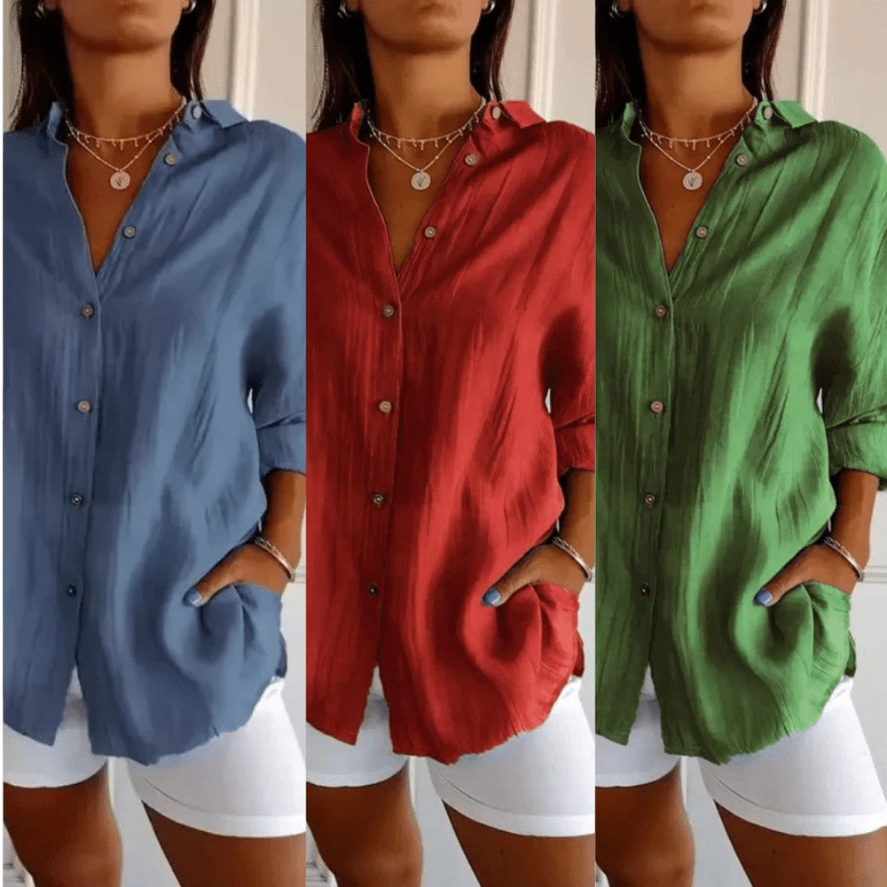 Kit 3 Camisas Ibiza em Linho de Algodão – Design Semi Plissado — Miralleve