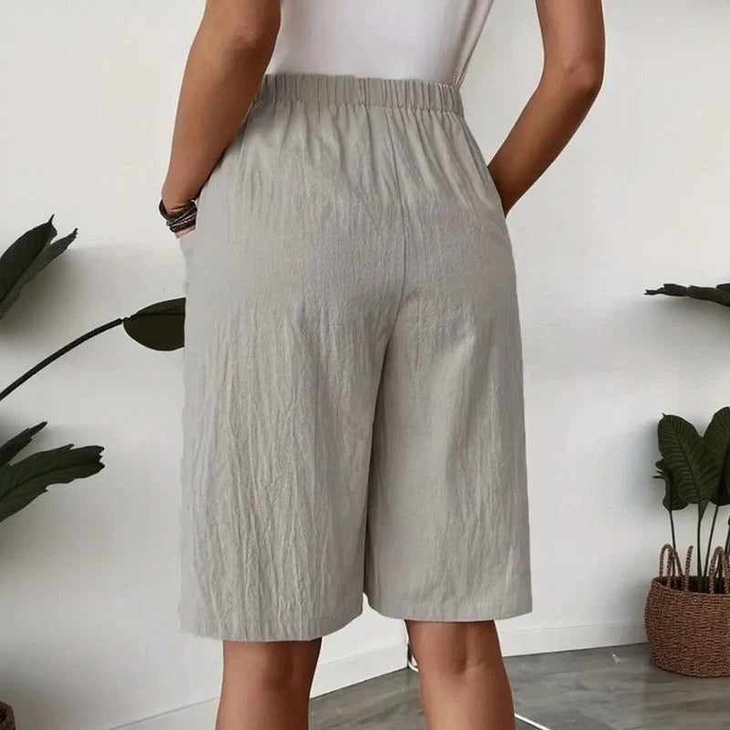 Shorts Saia Celenne em Linho de Algodão com Conforto Premium